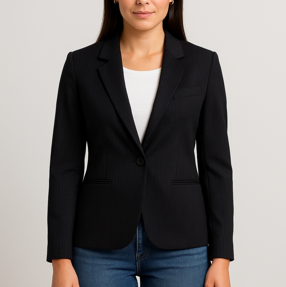 Women's Black Wool Blazer - Giorgio Sant’ Angelo - Size 8 - Single Button